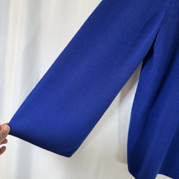 The Fold Sweater Women's Large Blue Knit 100% Merino Wool Long Sleeve Pullover - Picture 4 of 10